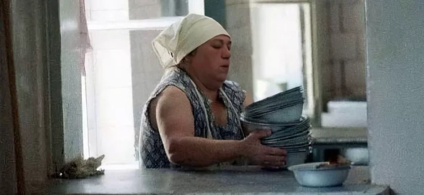 Посудомойка в столовой