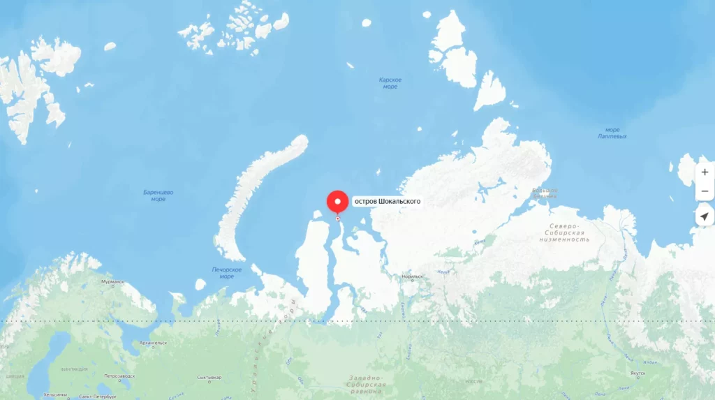 Остров Шокальского на карте