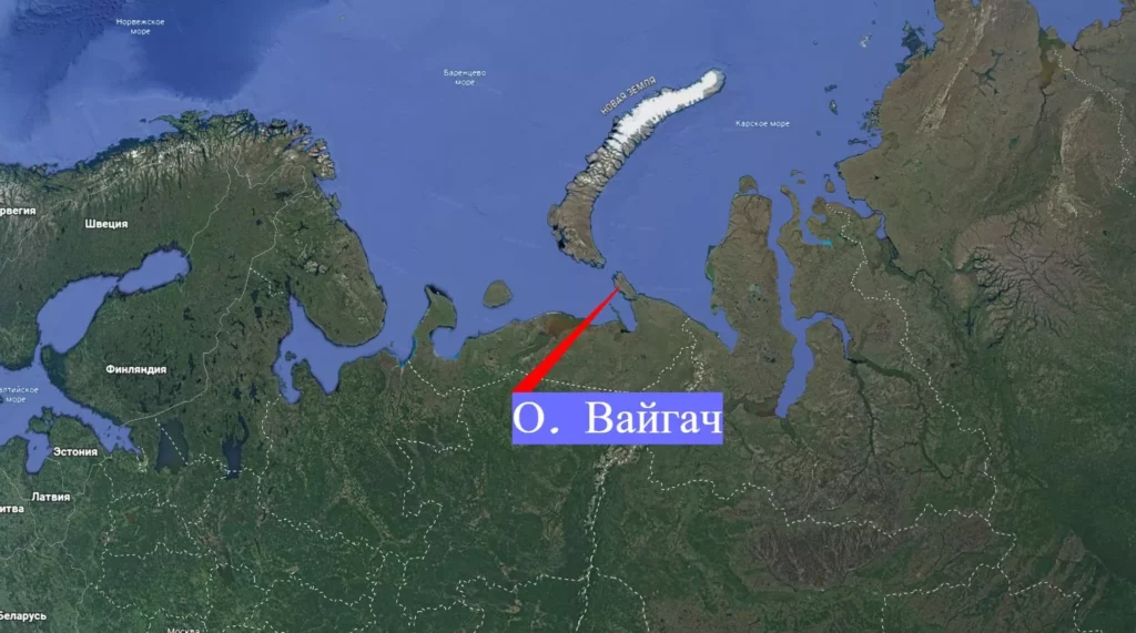Остров Вайгач карта