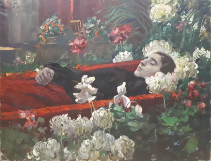 Похороны Аллилуевой. Картина С. Герасимова Картина Герасимова "Аллилуева в гробу"