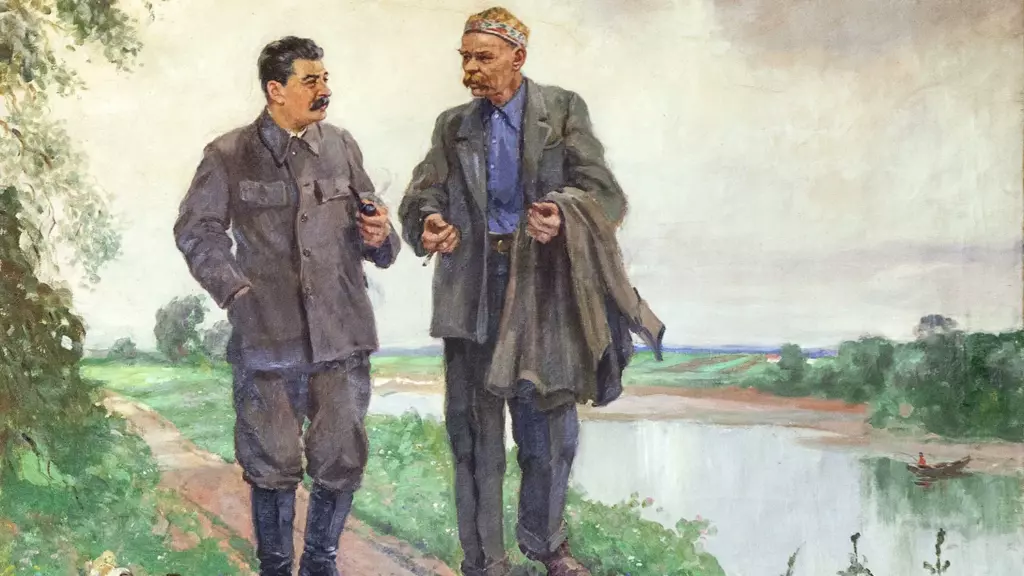 Горький и Сталин на прогулке