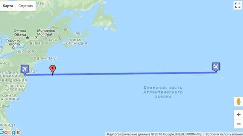 Маршрут пропавшего самолета